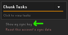 ChunkBlazer side panel with the Show my sync key link highlighted.